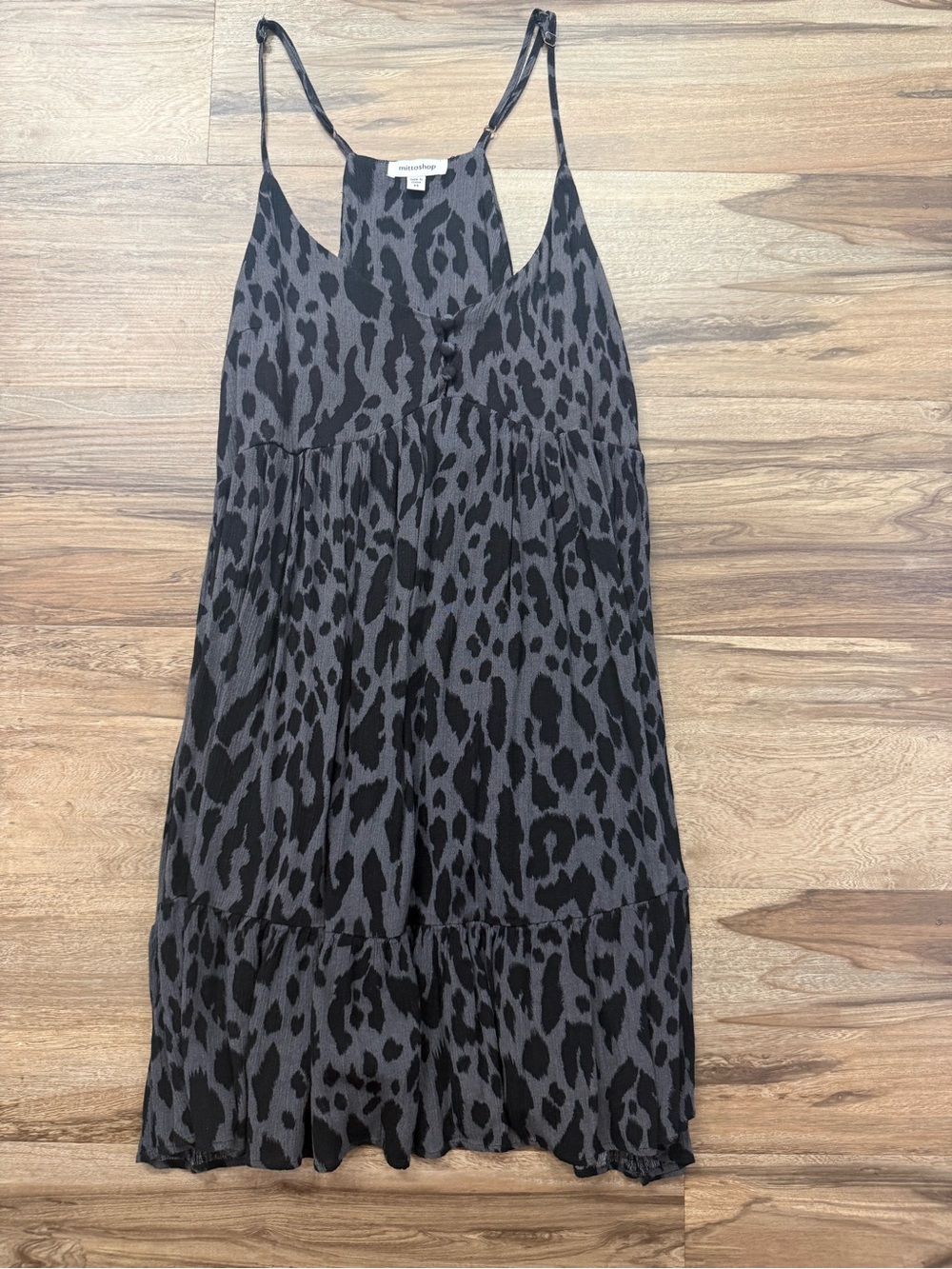 mittoshop Gray and Black Leopard Slip Dress